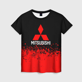 Женская футболка 3D с принтом MITSUBISHI в Белгороде, 100% полиэфир ( синтетическое хлопкоподобное полотно) | прямой крой, круглый вырез горловины, длина до линии бедер | mitsubishi | sport | митсубиси | митсубиши | спорт
