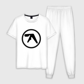 Мужская пижама хлопок с принтом Aphex Twin в Белгороде, 100% хлопок | брюки и футболка прямого кроя, без карманов, на брюках мягкая резинка на поясе и по низу штанин
 | intelligent dance music | драм энд бэйс | ричард дэвид джеймс | техно | эйсид | эмбиент