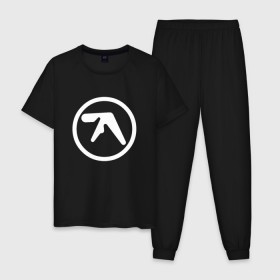 Мужская пижама хлопок с принтом Aphex Twin в Белгороде, 100% хлопок | брюки и футболка прямого кроя, без карманов, на брюках мягкая резинка на поясе и по низу штанин
 | Тематика изображения на принте: intelligent dance music | драм энд бэйс | ричард дэвид джеймс | техно | эйсид | эмбиент
