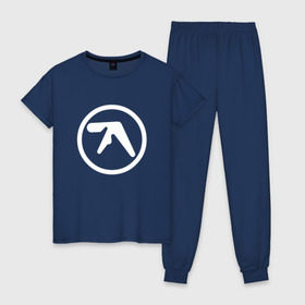 Женская пижама хлопок с принтом Aphex Twin в Белгороде, 100% хлопок | брюки и футболка прямого кроя, без карманов, на брюках мягкая резинка на поясе и по низу штанин | intelligent dance music | драм энд бэйс | ричард дэвид джеймс | техно | эйсид | эмбиент