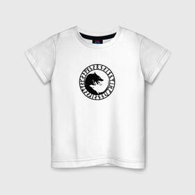Детская футболка хлопок с принтом Викинги в Белгороде, 100% хлопок | круглый вырез горловины, полуприлегающий силуэт, длина до линии бедер | викинги | волк | лого | руны | сериал