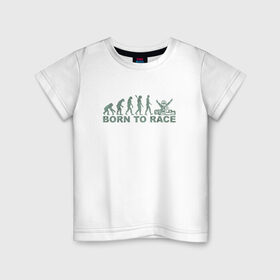 Детская футболка хлопок с принтом BORN TO RACE в Белгороде, 100% хлопок | круглый вырез горловины, полуприлегающий силуэт, длина до линии бедер | karting | автомобили | вождение | гонки | картинг | машины | рэйсинг | экстрим | экстримальныйспорт