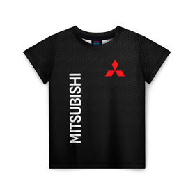 Детская футболка 3D с принтом MITSUBISHI (carbon) в Белгороде, 100% гипоаллергенный полиэфир | прямой крой, круглый вырез горловины, длина до линии бедер, чуть спущенное плечо, ткань немного тянется | mitsubishi | sport | митсубиси | митсубиши | спорт