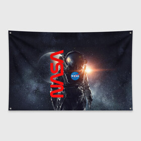 Флаг-баннер с принтом Nasa Apollo 16 в Белгороде, 100% полиэстер | размер 67 х 109 см, плотность ткани — 95 г/м2; по краям флага есть четыре люверса для крепления | apollo 16 | apolo 16 | nasa | аполон 16 | наса | насса
