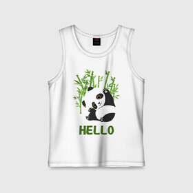 Детская майка хлопок с принтом Panda Hello в Белгороде,  |  | Тематика изображения на принте: panda hello | животные | панда | панды | привет