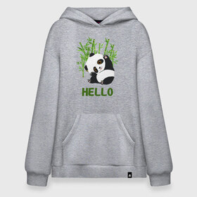 Худи SuperOversize хлопок с принтом Panda Hello в Белгороде, 70% хлопок, 30% полиэстер, мягкий начес внутри | карман-кенгуру, эластичная резинка на манжетах и по нижней кромке, двухслойный капюшон
 | panda hello | животные | панда | панды | привет