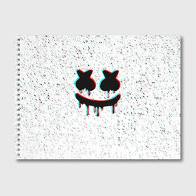 Альбом для рисования с принтом MARSHMELLO GLITCH в Белгороде, 100% бумага
 | матовая бумага, плотность 200 мг. | america | dj | marshmello | usa | америка | маршмелло