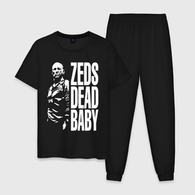 Мужская пижама хлопок с принтом zed is dead baby в Белгороде, 100% хлопок | брюки и футболка прямого кроя, без карманов, на брюках мягкая резинка на поясе и по низу штанин
 | Тематика изображения на принте: baby | bruce | dead | fiction | pulp | quentin | tarantino | willis | zed | брюс | квентин | криминально | мотоцикл | ракета | тарантино | уиллис | чёпер | чтиво