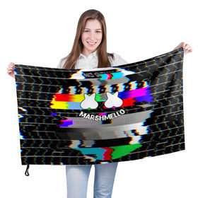 Флаг 3D с принтом MARSHMELLO в Белгороде, 100% полиэстер | плотность ткани — 95 г/м2, размер — 67 х 109 см. Принт наносится с одной стороны | christopher comstock | dj | marshmello | music | диджей | клубная музыка | клубняк | крис комсток | маршмеллоу | музыка