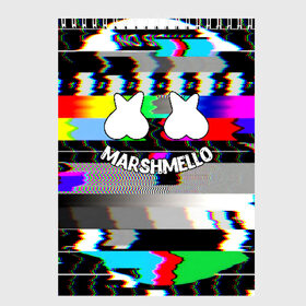 Скетчбук с принтом MARSHMELLO в Белгороде, 100% бумага
 | 48 листов, плотность листов — 100 г/м2, плотность картонной обложки — 250 г/м2. Листы скреплены сверху удобной пружинной спиралью | christopher comstock | dj | marshmello | music | диджей | клубная музыка | клубняк | крис комсток | маршмеллоу | музыка