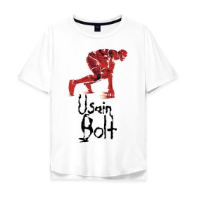 Мужская футболка хлопок Oversize с принтом Usain Bolt в Белгороде, 100% хлопок | свободный крой, круглый ворот, “спинка” длиннее передней части | athletics | jamaica | man | run | runner | sport | sportsman | usain bolt | легкая атлетика | мужчина | спорт | спортсмен | ямайка