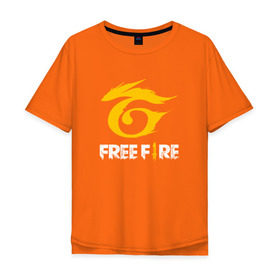 Мужская футболка хлопок Oversize с принтом GARENA FREE FIRE в Белгороде, 100% хлопок | свободный крой, круглый ворот, “спинка” длиннее передней части | free fire | garena | garena free fire | гарена | гарена фри фаер | фри фаер