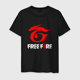 Мужская футболка хлопок с принтом GARENA FREE FIRE в Белгороде, 100% хлопок | прямой крой, круглый вырез горловины, длина до линии бедер, слегка спущенное плечо. | free fire | garena | garena free fire | гарена | гарена фри фаер | фри фаер