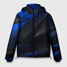 Мужская зимняя куртка 3D с принтом Blue and Black в Белгороде, верх — 100% полиэстер; подкладка — 100% полиэстер; утеплитель — 100% полиэстер | длина ниже бедра, свободный силуэт Оверсайз. Есть воротник-стойка, отстегивающийся капюшон и ветрозащитная планка. 

Боковые карманы с листочкой на кнопках и внутренний карман на молнии. | 3d | 3д | black | blue | texture | геометрия | красно синее | синий | текстуры | фигуры | черный