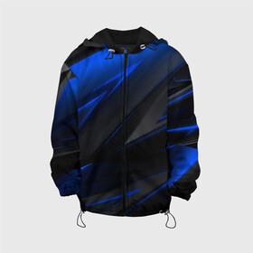 Детская куртка 3D с принтом Blue and Black в Белгороде, 100% полиэстер | застежка — молния, подол и капюшон оформлены резинкой с фиксаторами, по бокам — два кармана без застежек, один потайной карман на груди, плотность верхнего слоя — 90 г/м2; плотность флисового подклада — 260 г/м2 | 3d | 3д | black | blue | texture | геометрия | красно синее | синий | текстуры | фигуры | черный