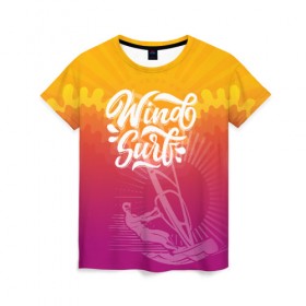Женская футболка 3D с принтом Windsurf Summer в Белгороде, 100% полиэфир ( синтетическое хлопкоподобное полотно) | прямой крой, круглый вырез горловины, длина до линии бедер | surf | wind | wind surfing | windsurfing | винд серфинг | виндсерфинг | экстрим