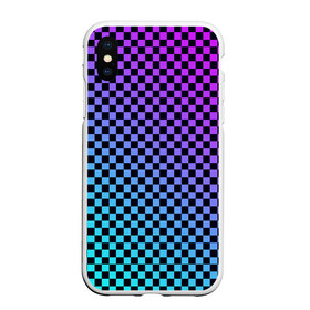 Чехол для iPhone XS Max матовый с принтом Checkerboard gradient в Белгороде, Силикон | Область печати: задняя сторона чехла, без боковых панелей | checkerboard | gradient | бойчик | градиент | клетка. ячейка | орнамент | френдзона | шахматная. доска | шашечки