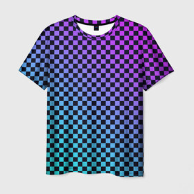 Мужская футболка 3D с принтом Checkerboard gradient в Белгороде, 100% полиэфир | прямой крой, круглый вырез горловины, длина до линии бедер | checkerboard | gradient | бойчик | градиент | клетка. ячейка | орнамент | френдзона | шахматная. доска | шашечки