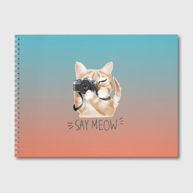 Альбом для рисования с принтом Say Meow в Белгороде, 100% бумага
 | матовая бумага, плотность 200 мг. | Тематика изображения на принте: meow | кот | котенок | котик | котики | котятка | кошка | мяу | скажи мяу | фотоаппарат | фотограф