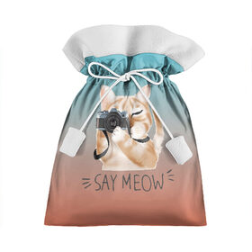 Подарочный 3D мешок с принтом Say Meow в Белгороде, 100% полиэстер | Размер: 29*39 см | meow | кот | котенок | котик | котики | котятка | кошка | мяу | скажи мяу | фотоаппарат | фотограф