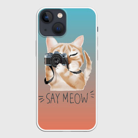 Чехол для iPhone 13 mini с принтом Say Meow в Белгороде,  |  | meow | кот | котенок | котик | котики | котятка | кошка | мяу | скажи мяу | фотоаппарат | фотограф