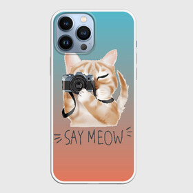 Чехол для iPhone 13 Pro Max с принтом Say Meow в Белгороде,  |  | Тематика изображения на принте: meow | кот | котенок | котик | котики | котятка | кошка | мяу | скажи мяу | фотоаппарат | фотограф