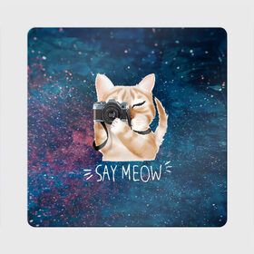 Магнит виниловый Квадрат с принтом Say Meow в Белгороде, полимерный материал с магнитным слоем | размер 9*9 см, закругленные углы | meow | кот | котенок | котик | котики | котятка | кошка | мяу | скажи мяу | фотоаппарат | фотограф