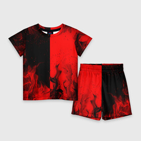 Детский костюм с шортами 3D с принтом BLACK RED FIRE в Белгороде,  |  | bright | fire | flame | heat | light | wildfire | искры | огненный | огонь | пламя | пожар