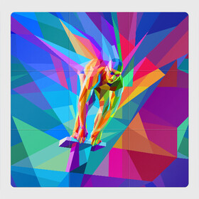 Магнитный плакат 3Х3 с принтом Пловец  в Белгороде, Полимерный материал с магнитным слоем | 9 деталей размером 9*9 см | dive | diving | swim | swimming | synchronized swimming | водный спорт | дайвинг | плавание | пловец | синхронное плавание | спорт