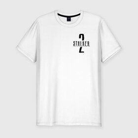 Мужская футболка премиум с принтом S.T.A.L.K.E.R. 2 в Белгороде, 92% хлопок, 8% лайкра | приталенный силуэт, круглый вырез ворота, длина до линии бедра, короткий рукав | chernobyl | game | games | gsc | logo | s.t.a.l.k.e.r. | stalker | stalker 2 | stalker2 | world | игра | игры | лого | противогаз | с.т.а.л.к.е.р. | символ | сталкер | сталкер 2 | сталкер2 | чернобыль