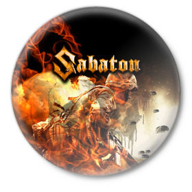 Значок с принтом Sabaton в Белгороде,  металл | круглая форма, металлическая застежка в виде булавки | heavy | metal | power | sabaton | метал | пауэр | сабатон | хэви