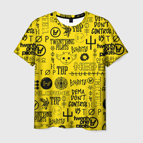 Мужская футболка 3D с принтом TWENTY ONE PILOTS в Белгороде, 100% полиэфир | прямой крой, круглый вырез горловины, длина до линии бедер | 21 pilots | 21p | bandito | blurryface | chlorine | joshua | ned | top | trench | twenty one pilots | tyler | бандито | нэд | тренч