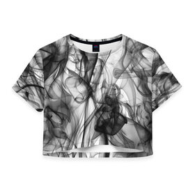 Женская футболка Cropp-top с принтом SMOKE ABSTRACTION в Белгороде, 100% полиэстер | круглая горловина, длина футболки до линии талии, рукава с отворотами | abstraction | smoke | абстракция | дым | огонь.