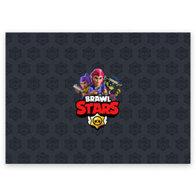 Поздравительная открытка с принтом BRAWL STARS в Белгороде, 100% бумага | плотность бумаги 280 г/м2, матовая, на обратной стороне линовка и место для марки
 | brawl stars | bull | colt | leon | stars | берли | бо | брок | ворон | джесси | динамайк | дэррил | кольт | леон | мортис | нита | пайпер | пенни | поко | пэм | рикошет | спайк | тара | фрэнк | шелли | эль примо