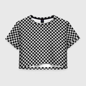 Женская футболка Crop-top 3D с принтом Checkerboard Color  в Белгороде, 100% полиэстер | круглая горловина, длина футболки до линии талии, рукава с отворотами | checkerboard | gradient | бойчик | в клетку | в клеточку | градиент | клетка | музыка | орнамент | френдзона | шахматная доска | шашки