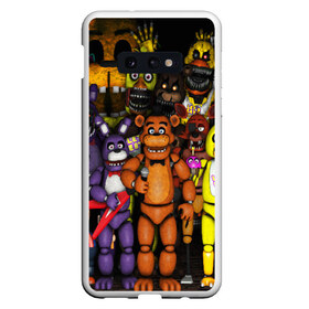 Чехол для Samsung S10E с принтом FIVE NIGHTS AT FREDDY S в Белгороде, Силикон | Область печати: задняя сторона чехла, без боковых панелей | 5 ночей с фредди | animation | bonnie | chica | five nights at freddys | fnaf | foxy | freddy | funny | horror | scary | бонни | майк | пять | ужас | фнаф | фокси | фредди | чика | шмидт