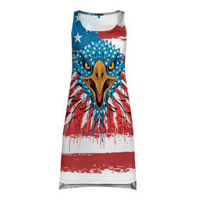 Платье-майка 3D с принтом American Eagle в Белгороде, 100% полиэстер | полуприлегающий силуэт, широкие бретели, круглый вырез горловины, удлиненный подол сзади. | america | amerika | bird | eagle | flag | usa | америка | американский | орел | птица | соединенные | сша | флаг | штаты