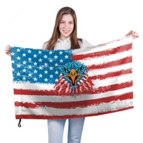 Флаг 3D с принтом American Eagle в Белгороде, 100% полиэстер | плотность ткани — 95 г/м2, размер — 67 х 109 см. Принт наносится с одной стороны | america | amerika | bird | eagle | flag | usa | америка | американский | орел | птица | соединенные | сша | флаг | штаты