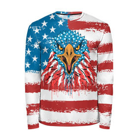 Мужской лонгслив 3D с принтом American Eagle в Белгороде, 100% полиэстер | длинные рукава, круглый вырез горловины, полуприлегающий силуэт | Тематика изображения на принте: america | amerika | bird | eagle | flag | usa | америка | американский | орел | птица | соединенные | сша | флаг | штаты
