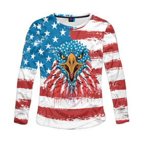 Женский лонгслив 3D с принтом American Eagle в Белгороде, 100% полиэстер | длинные рукава, круглый вырез горловины, полуприлегающий силуэт | america | amerika | bird | eagle | flag | usa | америка | американский | орел | птица | соединенные | сша | флаг | штаты