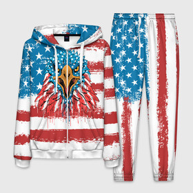 Мужской костюм 3D с принтом American Eagle в Белгороде, 100% полиэстер | Манжеты и пояс оформлены тканевой резинкой, двухслойный капюшон со шнурком для регулировки, карманы спереди | america | amerika | bird | eagle | flag | usa | америка | американский | орел | птица | соединенные | сша | флаг | штаты