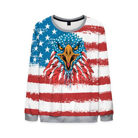 Мужской свитшот 3D с принтом American Eagle в Белгороде, 100% полиэстер с мягким внутренним слоем | круглый вырез горловины, мягкая резинка на манжетах и поясе, свободная посадка по фигуре | america | amerika | bird | eagle | flag | usa | америка | американский | орел | птица | соединенные | сша | флаг | штаты