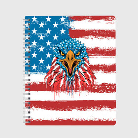 Тетрадь с принтом American Eagle в Белгороде, 100% бумага | 48 листов, плотность листов — 60 г/м2, плотность картонной обложки — 250 г/м2. Листы скреплены сбоку удобной пружинной спиралью. Уголки страниц и обложки скругленные. Цвет линий — светло-серый
 | america | amerika | bird | eagle | flag | usa | америка | американский | орел | птица | соединенные | сша | флаг | штаты