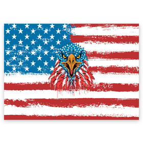 Поздравительная открытка с принтом American Eagle в Белгороде, 100% бумага | плотность бумаги 280 г/м2, матовая, на обратной стороне линовка и место для марки
 | america | amerika | bird | eagle | flag | usa | америка | американский | орел | птица | соединенные | сша | флаг | штаты