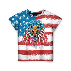 Детская футболка 3D с принтом American Eagle в Белгороде, 100% гипоаллергенный полиэфир | прямой крой, круглый вырез горловины, длина до линии бедер, чуть спущенное плечо, ткань немного тянется | america | amerika | bird | eagle | flag | usa | америка | американский | орел | птица | соединенные | сша | флаг | штаты