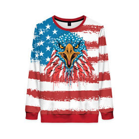 Женский свитшот 3D с принтом American Eagle в Белгороде, 100% полиэстер с мягким внутренним слоем | круглый вырез горловины, мягкая резинка на манжетах и поясе, свободная посадка по фигуре | america | amerika | bird | eagle | flag | usa | америка | американский | орел | птица | соединенные | сша | флаг | штаты