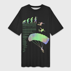 Платье-футболка 3D с принтом Skydiver evolution в Белгороде,  |  | good morning | jump | motivation | skydiver | skydiving | sport | зож | мотивация | парашютист | парашютный спорт | прыжки с парашютом | спорт | успех | утро