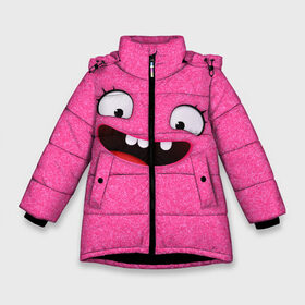 Зимняя куртка для девочек 3D с принтом MOXY (UglyDolls) в Белгороде, ткань верха — 100% полиэстер; подклад — 100% полиэстер, утеплитель — 100% полиэстер. | длина ниже бедра, удлиненная спинка, воротник стойка и отстегивающийся капюшон. Есть боковые карманы с листочкой на кнопках, утяжки по низу изделия и внутренний карман на молнии. 

Предусмотрены светоотражающий принт на спинке, радужный светоотражающий элемент на пуллере молнии и на резинке для утяжки. | Тематика изображения на принте: moxy | войлок | куклы | мокси | плюшевые | характер