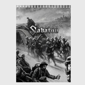 Скетчбук с принтом Sabaton в Белгороде, 100% бумага
 | 48 листов, плотность листов — 100 г/м2, плотность картонной обложки — 250 г/м2. Листы скреплены сверху удобной пружинной спиралью | Тематика изображения на принте: battle metal | primo victoria | sabaton | the art of war | the great war | группа | йоаким броден | латный ботинок | метал | пауэр | рыцарские доспехи | сабатон | собатон | хэви