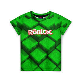 Детская футболка 3D с принтом ROBLOX в Белгороде, 100% гипоаллергенный полиэфир | прямой крой, круглый вырез горловины, длина до линии бедер, чуть спущенное плечо, ткань немного тянется | game | gamer | logo | minecraft | roblox | simulator | игра | конструктор | лого | симулятор | строительство | фигура